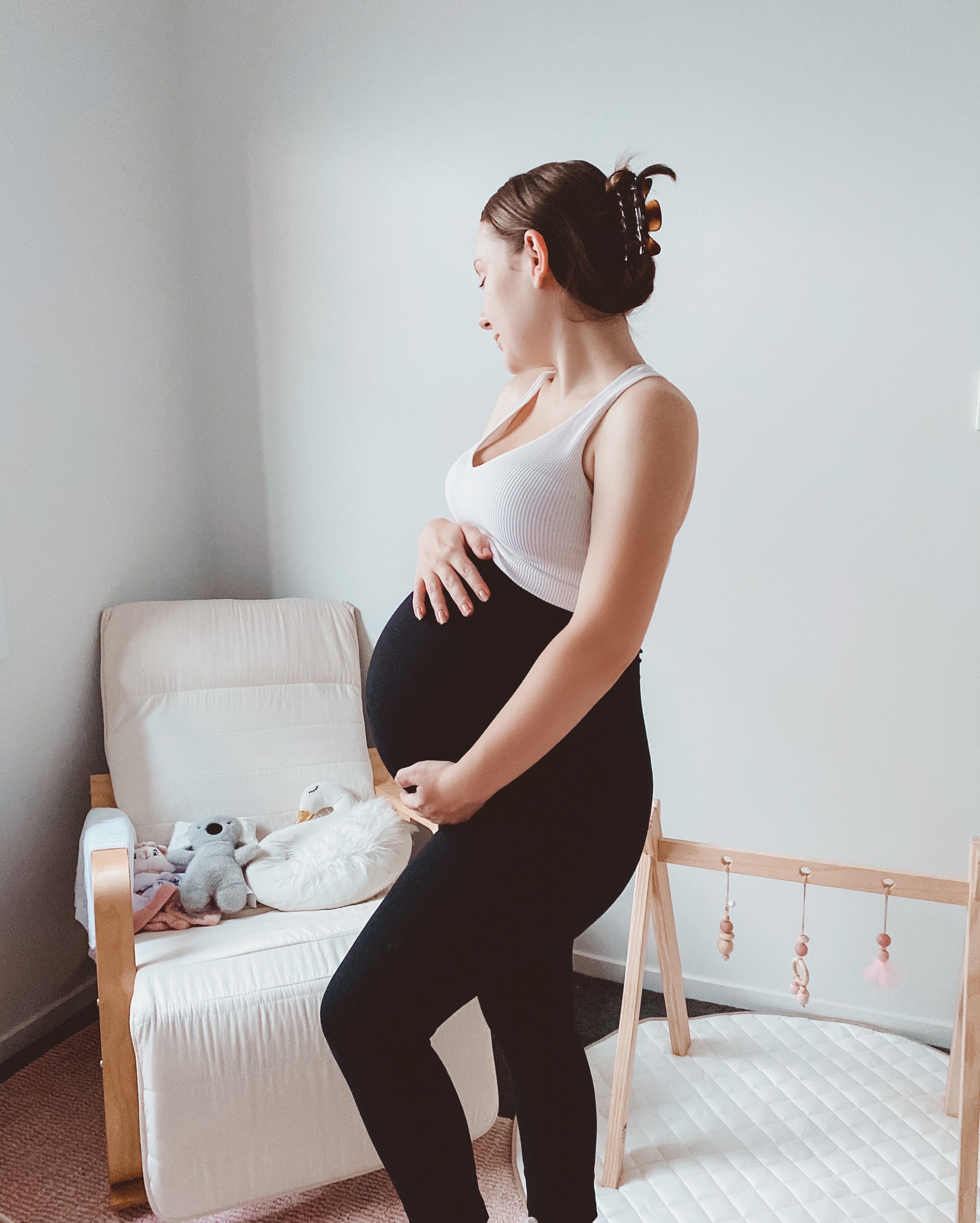 Close Up of Pregnant Woman Wearing Supportive Seamless Maternity